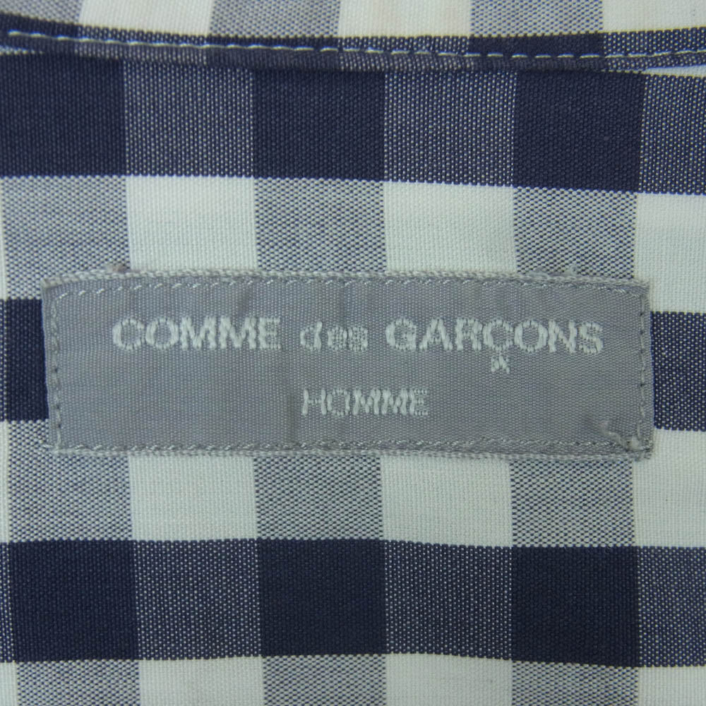 COMME des GARCONS HOMME コムデギャルソンオム 田中オム チェック柄 オープンカラー 長袖 シャツ コットン 日本製 ダークネイビー系 ホワイト系 サイズ表記なし【中古】
