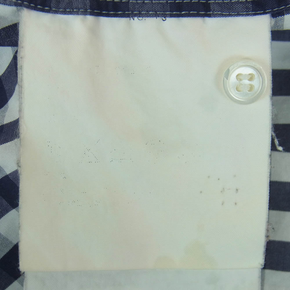 COMME des GARCONS HOMME コムデギャルソンオム 田中オム チェック柄 オープンカラー 長袖 シャツ コットン 日本製 ダークネイビー系 ホワイト系 サイズ表記なし【中古】