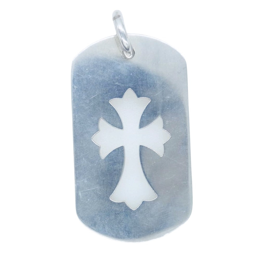 CHROME HEARTS クロムハーツ（原本無） D TAG LRG CO CRS カットアウト クロス ドッグタグ ラージ ペンダントトップ シルバー系【中古】