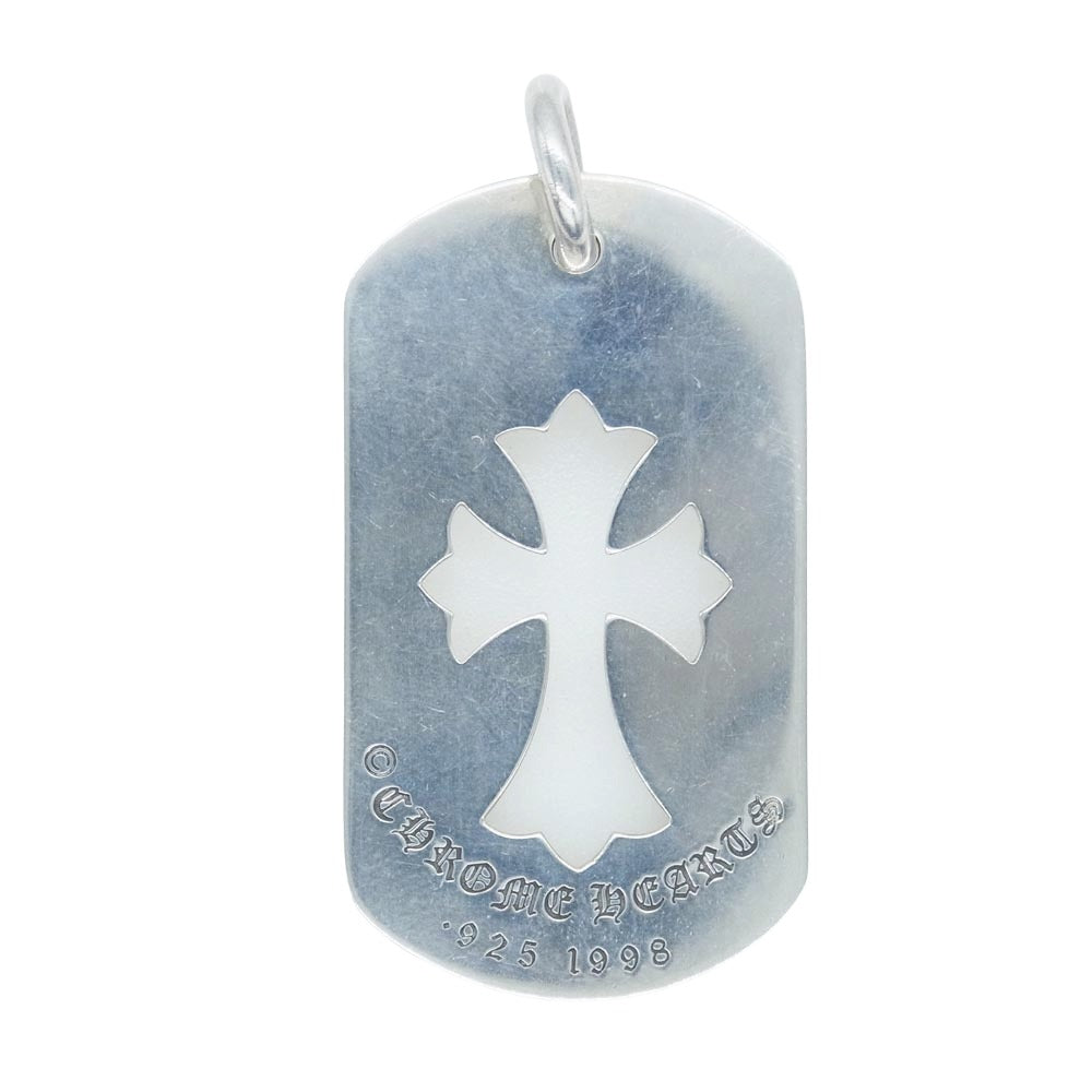 CHROME HEARTS クロムハーツ（原本無） D TAG LRG CO CRS カットアウト クロス ドッグタグ ラージ ペンダントトップ シルバー系【中古】