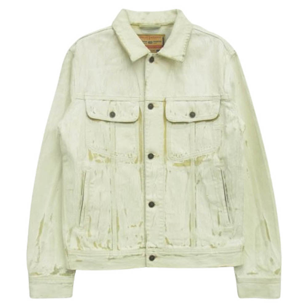 DIESEL ディーゼル A03885 09C84 D-BARCY ペイント加工 ダメージ加工 デニム ジャケット オフホワイト系 インディゴブルー系 M【中古】