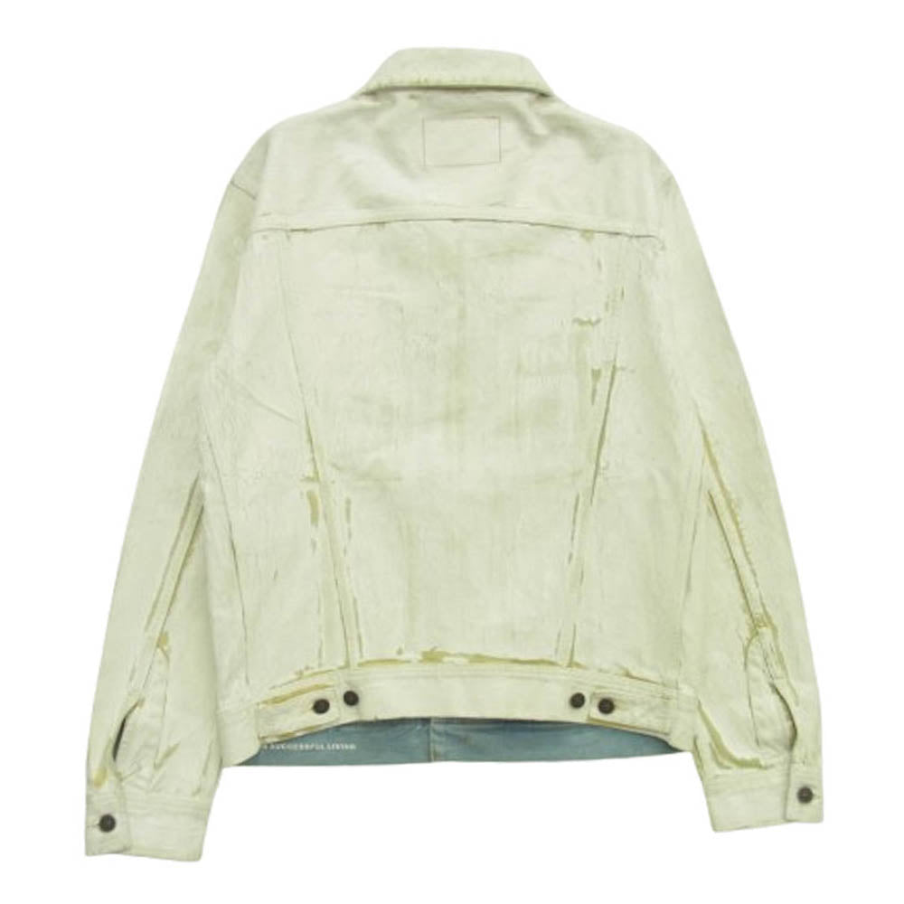 DIESEL ディーゼル A03885 09C84 D-BARCY ペイント加工 ダメージ加工 デニム ジャケット オフホワイト系 インディゴブルー系 M【中古】