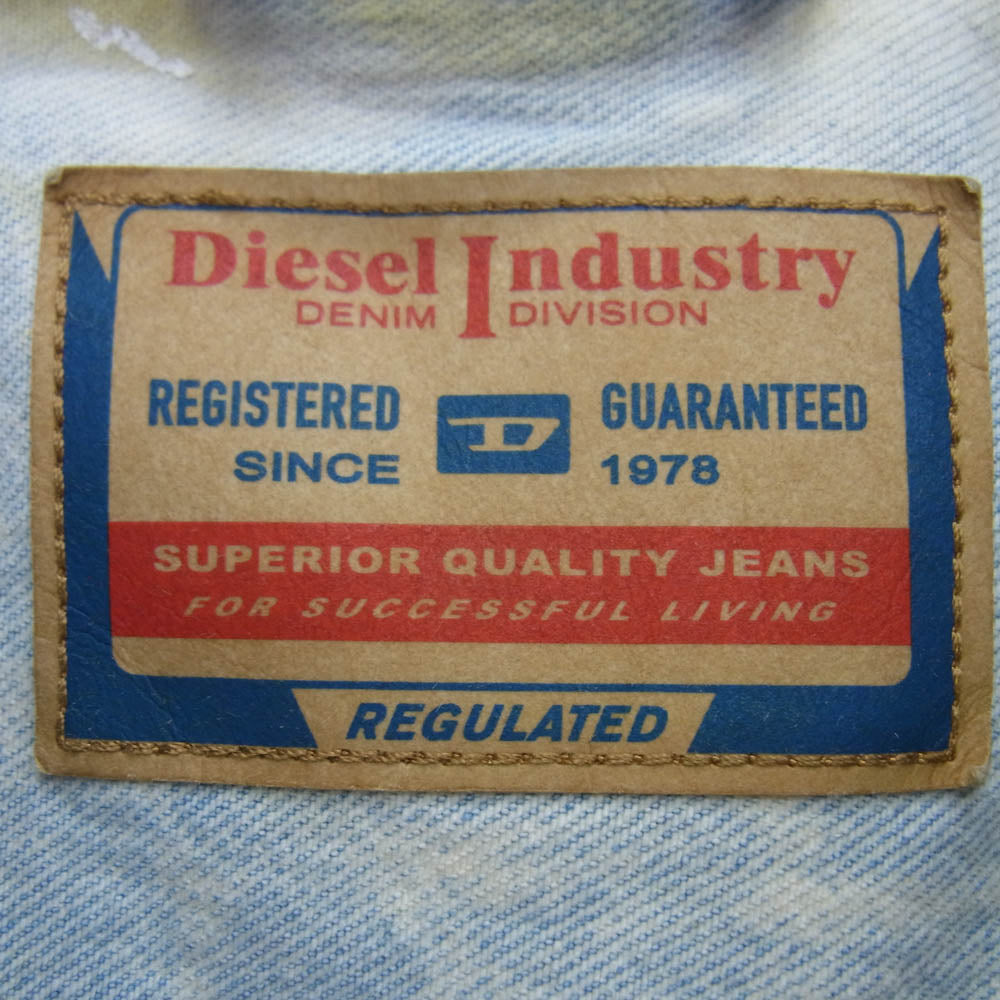 DIESEL ディーゼル A03885 09C84 D-BARCY ペイント加工 ダメージ加工 デニム ジャケット オフホワイト系 インディゴブルー系 M【中古】