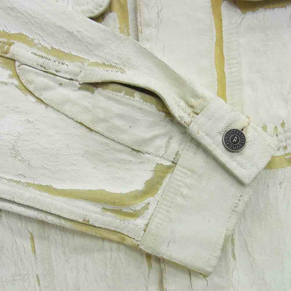 DIESEL ディーゼル A03885 09C84 D-BARCY ペイント加工 ダメージ加工 デニム ジャケット オフホワイト系 インディゴブルー系 M【中古】