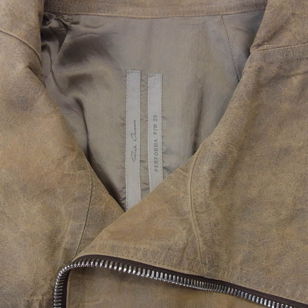 Rick Owens リックオウエンス 20AW RU20F3768-LBI BAUHAUS LEATHER JACKET バウハウス ラムレザー ライダースジャケット ブラウン系 48【中古】