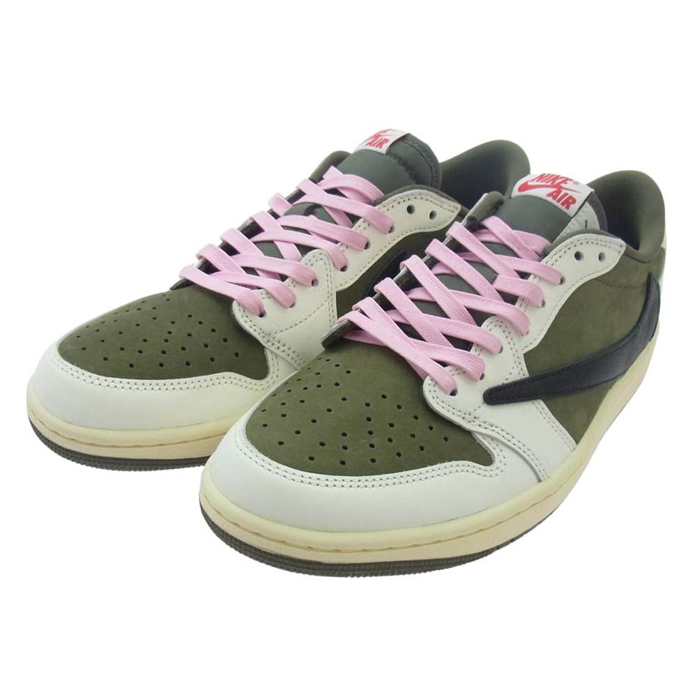 NIKE ナイキ DM7866-200 TRAVIS SCOTT AIR JORDAN 1 AJ1 LOW OG REVERSE OLIVE トラヴィススコット エアジョーダン1 ロー OG リバースオリーブ ローカット スニーカー カーキ系 27.5cm【極上美品】【中古】