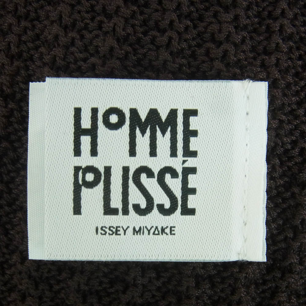 HOMME PLISSE ISSEY MIYAKE オム プリッセ イッセイミヤケ 24SS HP41KN330 COMMON KNIT リリヤン編み コットン モックネック 長袖 ニット ダークブラウン系 サイズ表記なし【中古】