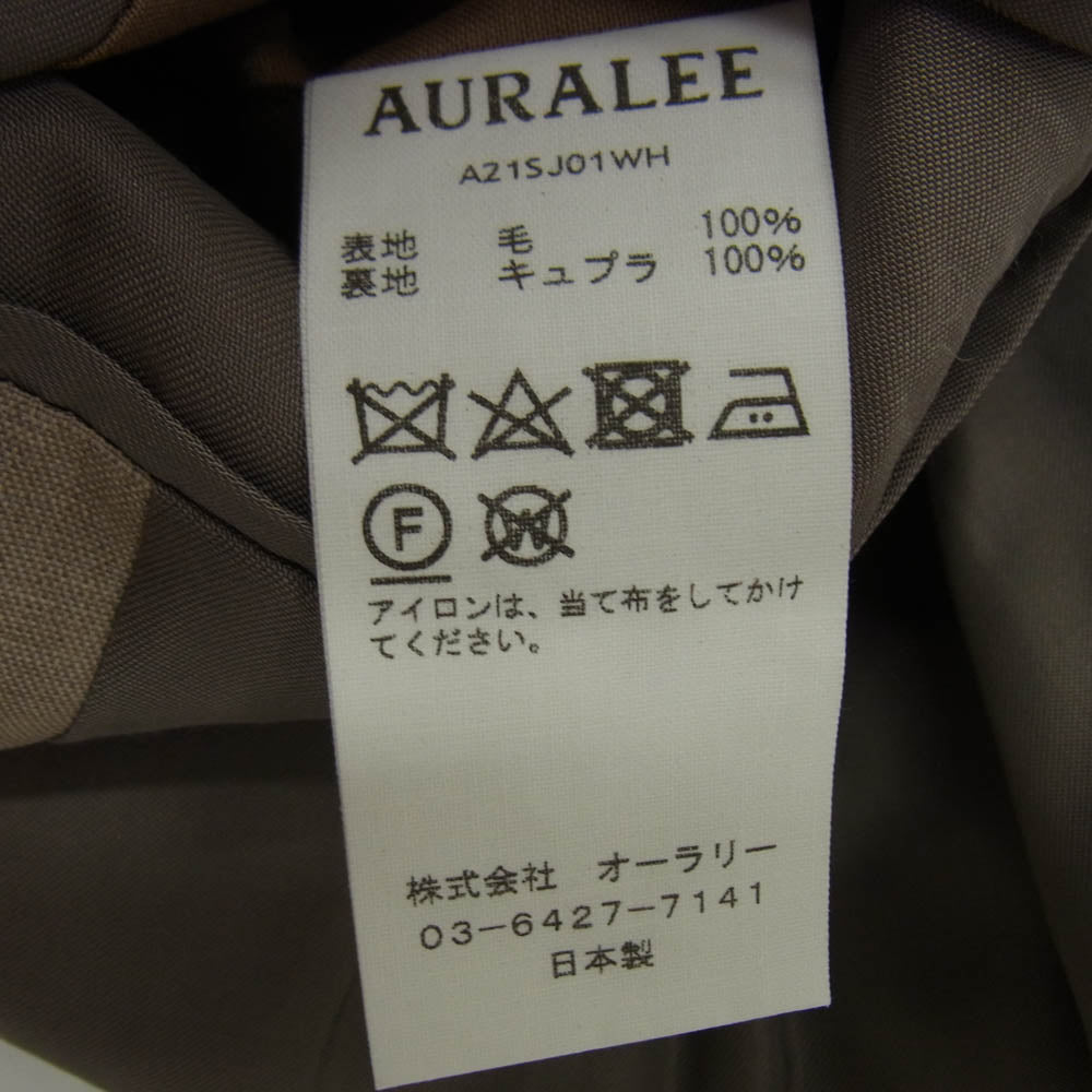 AURALEE オーラリー 21SS A21SJ01WH WASHABLE WOOL TROPICAL JACKET ウォッシャブル ウール トロピカル テーラードジャケット ブラウン系 4【中古】