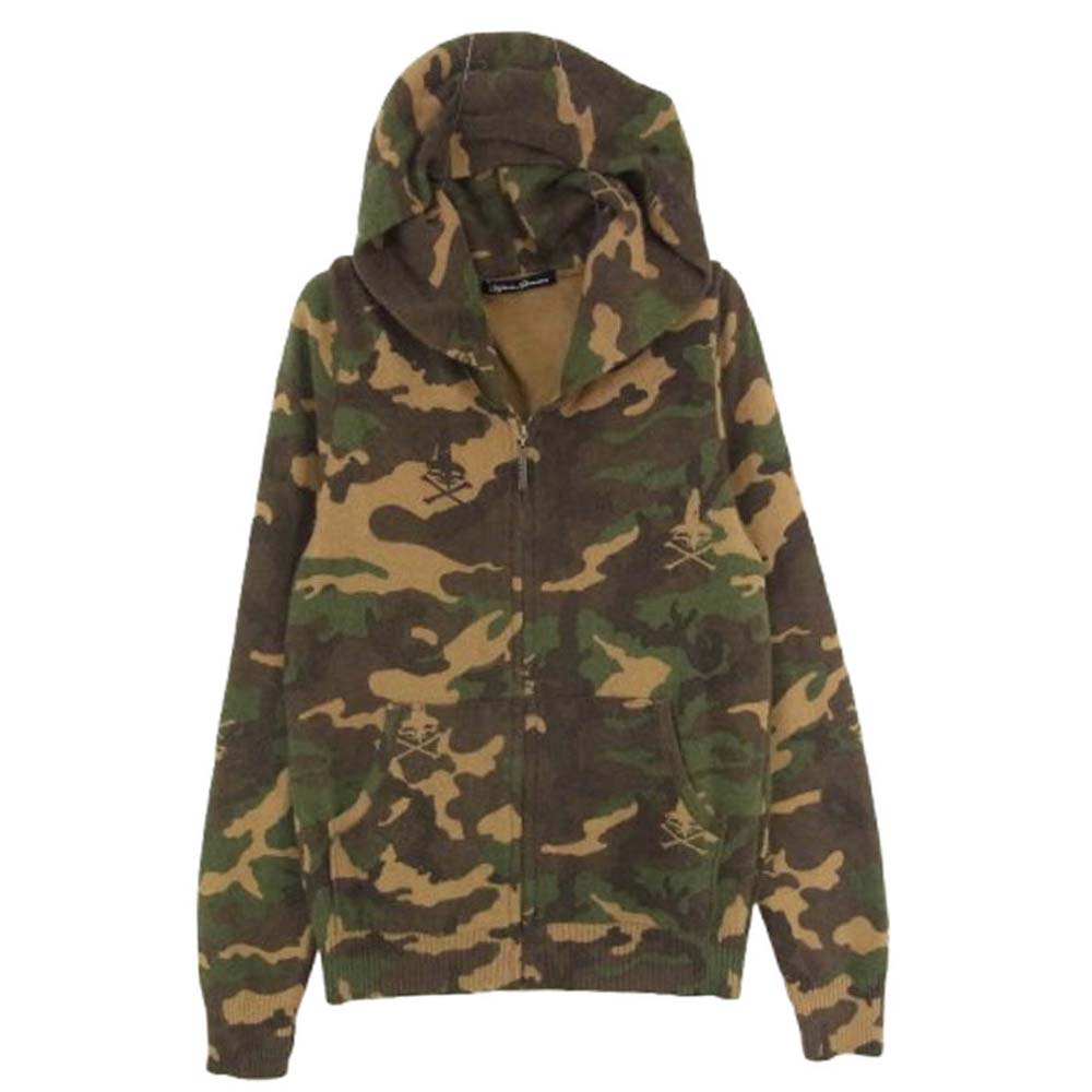 HYSTERIC GLAMOUR ヒステリックグラマー 0104ND07 アンゴラ混 カモフラ フルジップ パーカー カーキ系 F【中古】