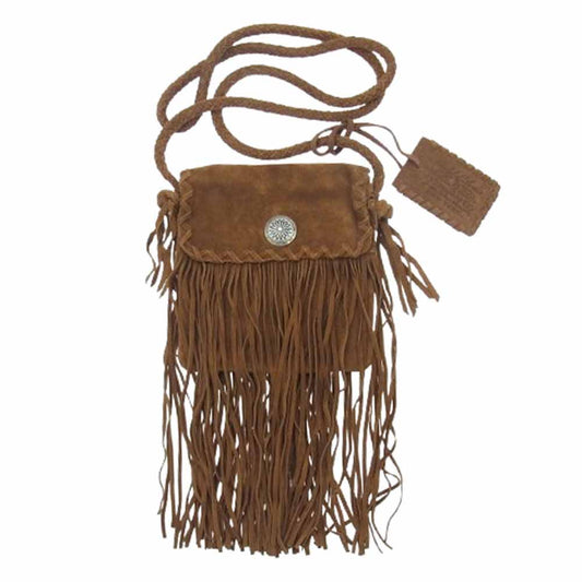 RALPH LAUREN ラルフローレン コンチョ付き スエード フリンジ メディスンバッグ ショルダーバッグ ブラウン系【中古】