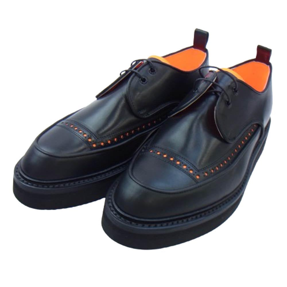 キッズラブゲイト TOM ポインテッドトゥ VIBRAM社製 ビブラム EVスポンジソール レザー シューズ ブラック ブラック系 オレンジ系 UK8.5(27cm)【新古品】【未使用】【中古】