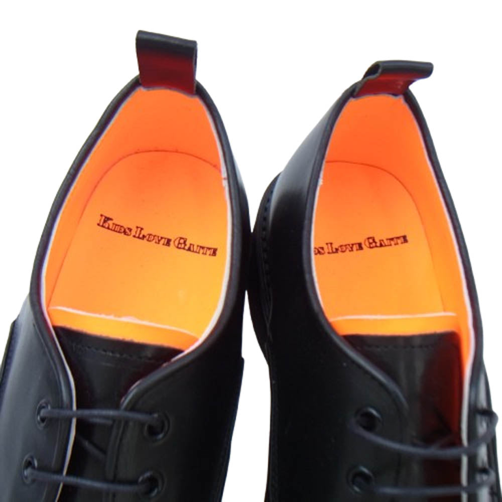 キッズラブゲイト TOM ポインテッドトゥ VIBRAM社製 ビブラム EVスポンジソール レザー シューズ ブラック ブラック系 オレンジ系 UK8.5(27cm)【新古品】【未使用】【中古】