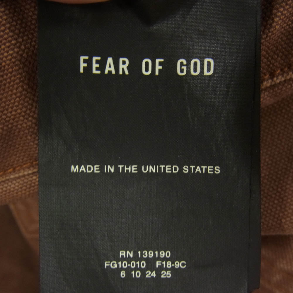 FEAR OF GOD フィアオブゴッド Double Front Work Pants ナイロン切替 キャンバス ダブルフロント ワークパンツ ブラウン系 L【中古】