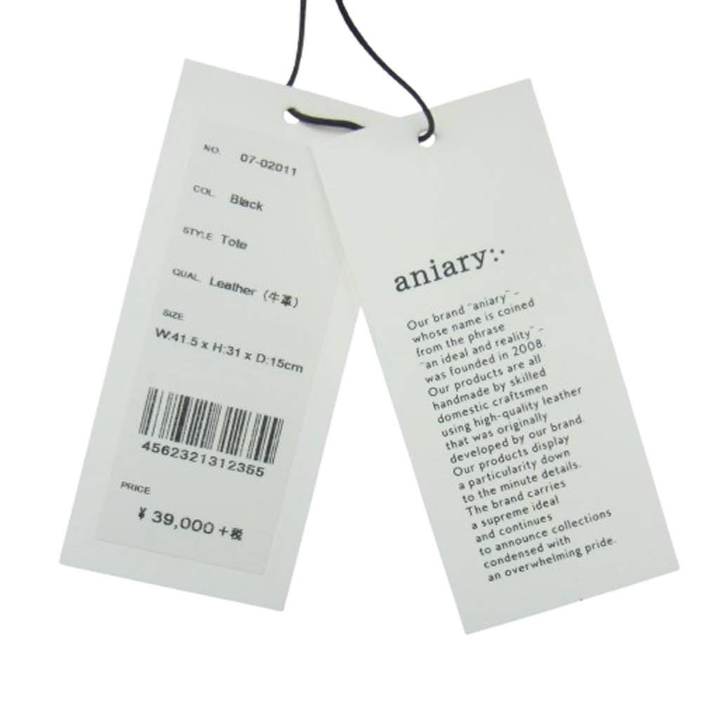 aniary アニアリ 07-052011 Shrink leather シュリンクレザー トートバッグ ブラック系【新古品】【未使用】【中古】