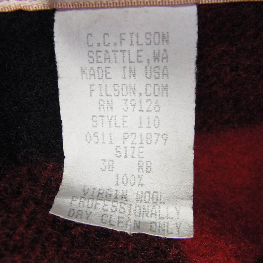 FILSON フィルソン マッキーノクルーザー チェック ウール ジャケット レッド系 ブラック系 38【中古】