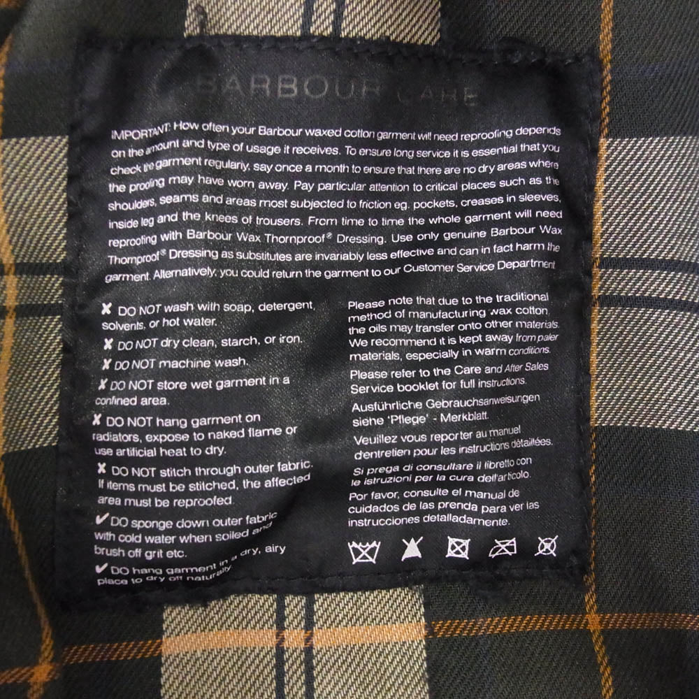 Barbour バブアー MWX1041SG51 SOLWAY ZIP ソルウェイジップ オイルド ジャケット カーキ系 38【中古】