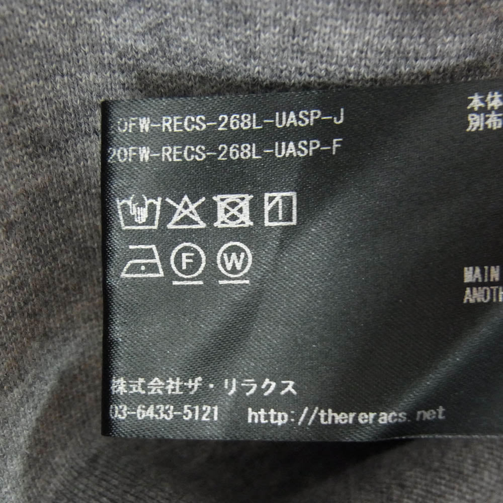 THE RERACS ザリラクス 20FW-RECS-268L ハーフジップ スウェット トレーナー グレー系 36【中古】