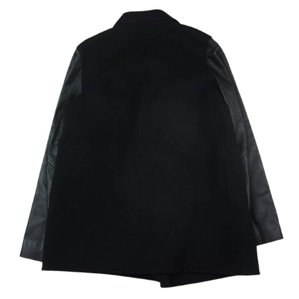 theory セオリー カシミヤ混 アームレザー切替 ウール コート ブラック系 S【中古】