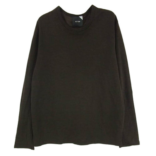 ATON エイトン 6655239 ウール コットン クルーネック 長袖カットソー ダークブラウン系 4【中古】