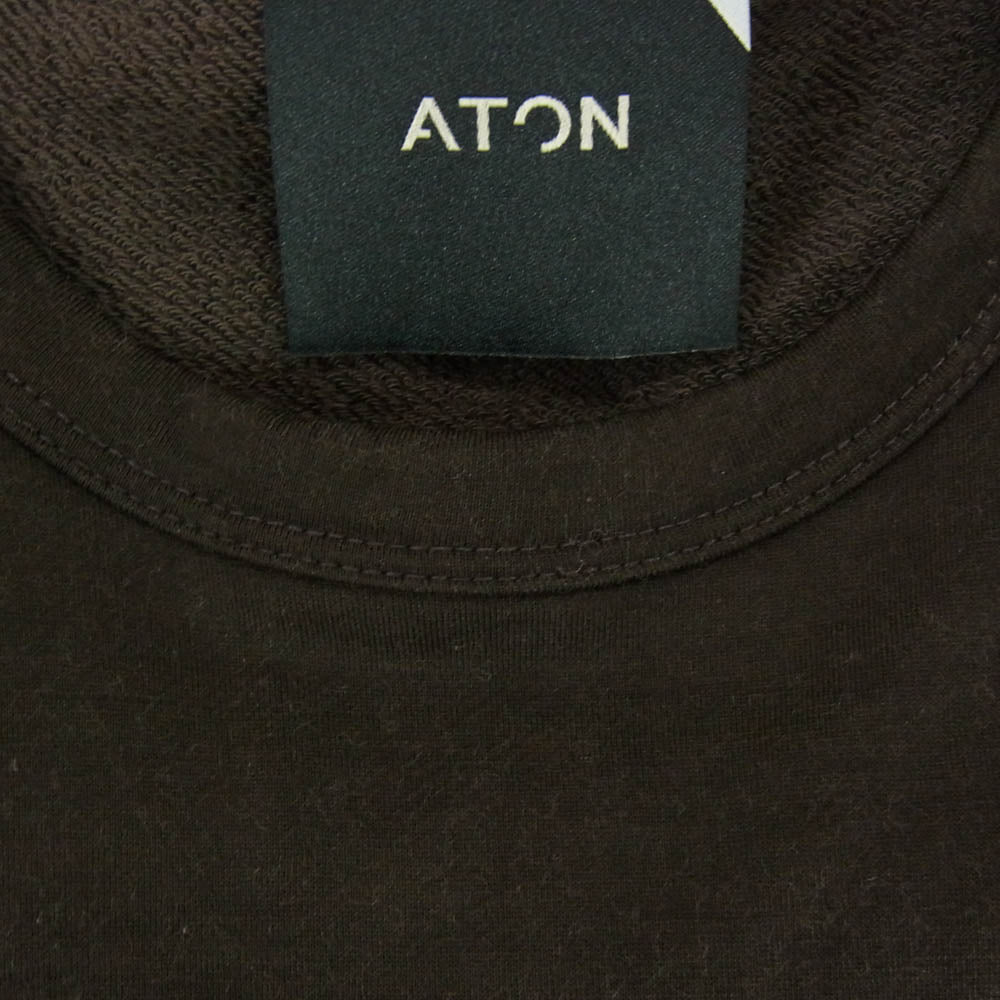 ATON エイトン 6655239 ウール コットン クルーネック 長袖カットソー ダークブラウン系 4【中古】