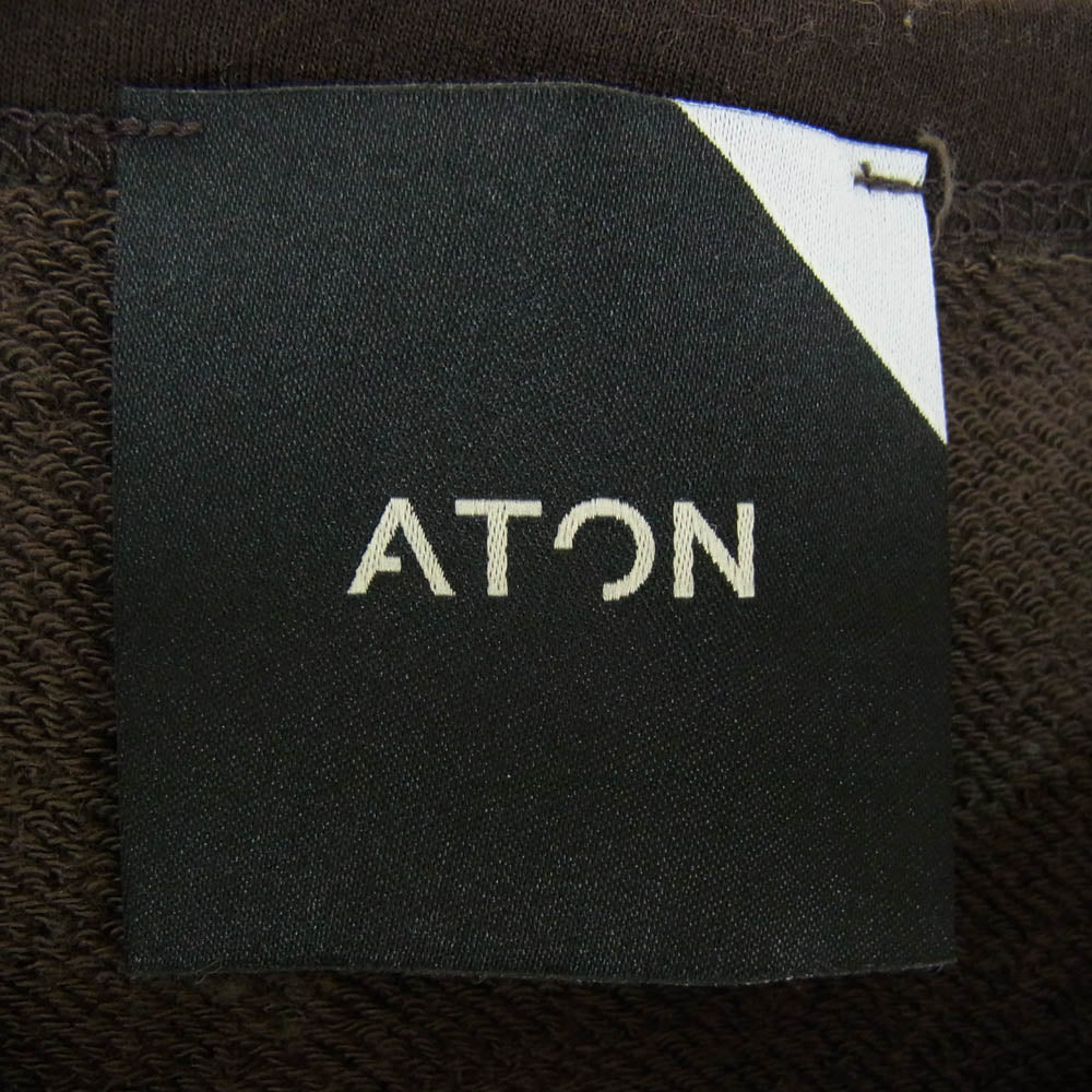 ATON エイトン 6655239 ウール コットン クルーネック 長袖カットソー ダークブラウン系 4【中古】