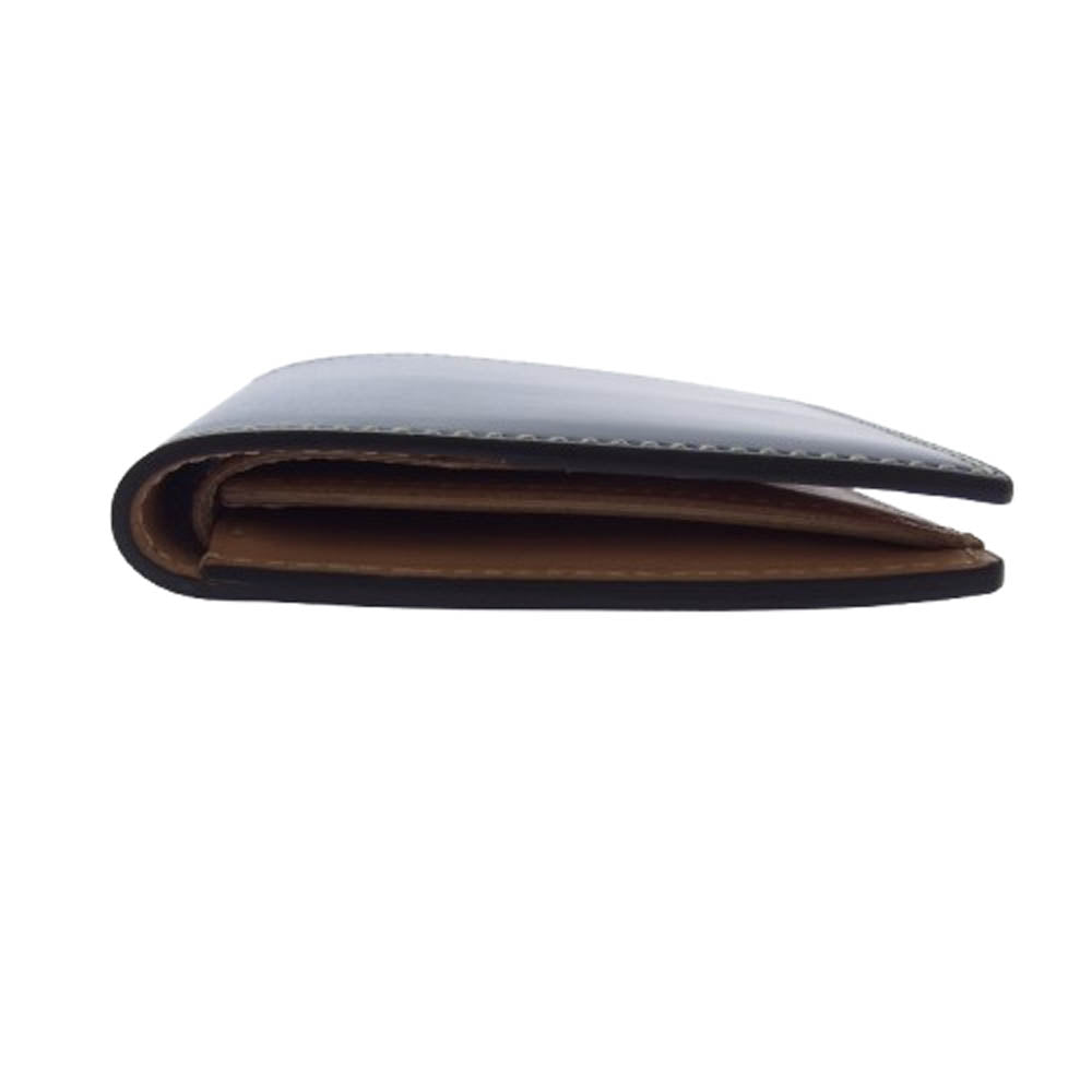 万双 マンソウ コードバン ミニ コンパクトウォレット 財布 ブラック系【中古】