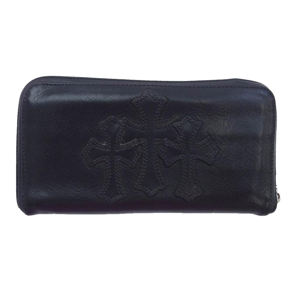 CHROME HEARTS クロムハーツ（原本無） REC F ZIP 3 PTCH セメタリー クロスパッチ ダガージップ ラウンドファスナー ウォレット ブラック系【中古】