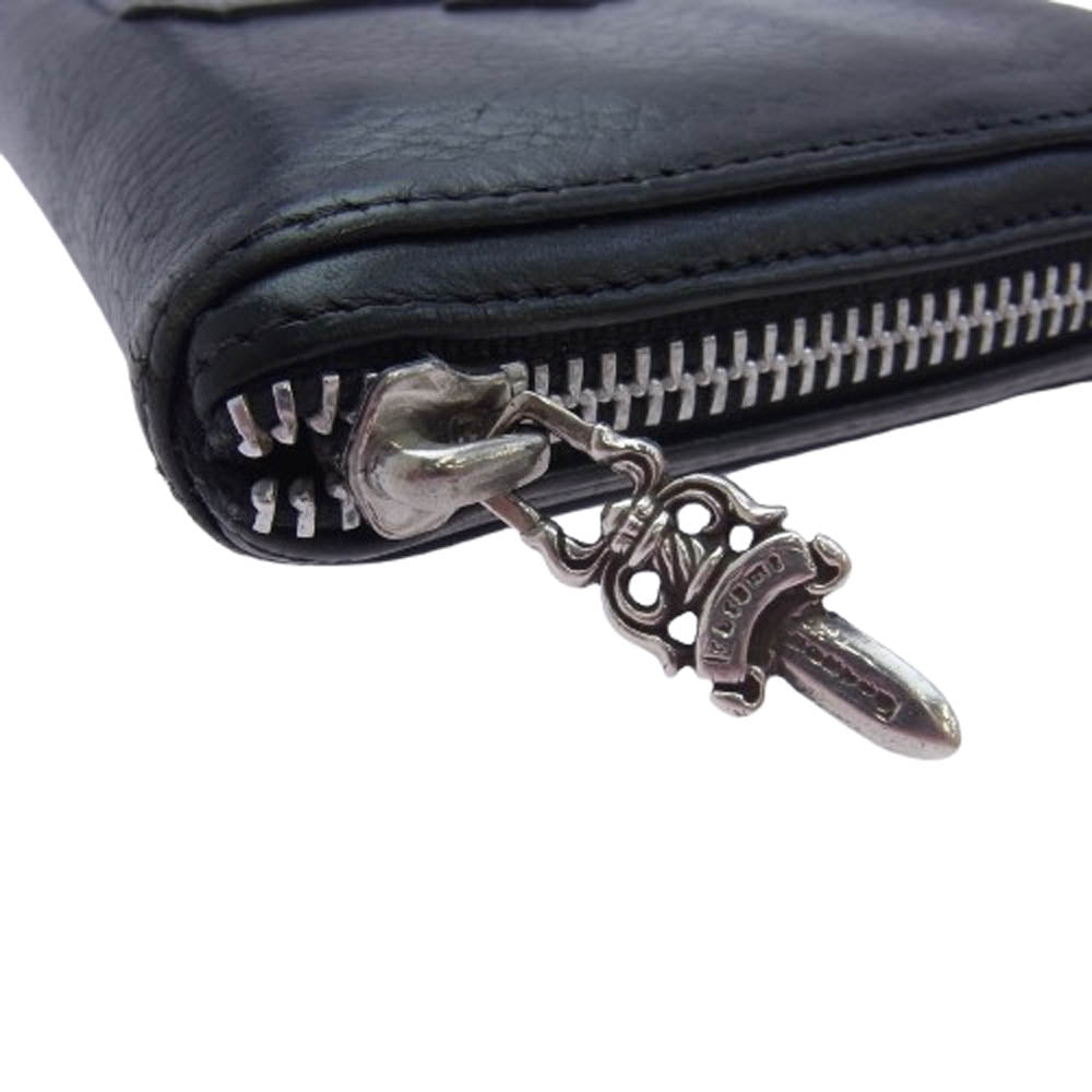 CHROME HEARTS クロムハーツ（原本無） REC F ZIP 3 PTCH セメタリー クロスパッチ ダガージップ ラウンドファスナー ウォレット ブラック系【中古】