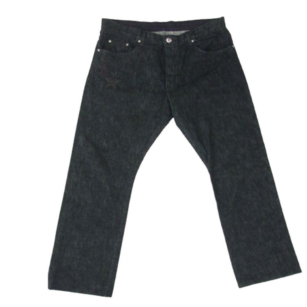 CHROME HEARTS クロムハーツ（原本無） JEAN STRTLG FBRC レザー スターパッチ クロスボールボタン スクロールラベル ストレート デニムパンツ 38inch 38インチ ブラック系 38【中古】
