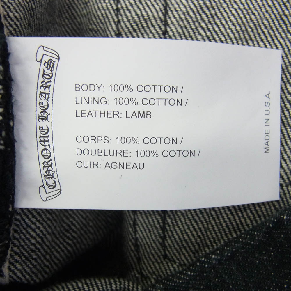 CHROME HEARTS クロムハーツ（原本無） JEAN STRTLG FBRC レザー スターパッチ クロスボールボタン スクロールラベル ストレート デニムパンツ 38inch 38インチ ブラック系 38【中古】