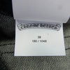 CHROME HEARTS クロムハーツ（原本無） JEAN STRTLG FBRC レザー スターパッチ クロスボールボタン スクロールラベル ストレート デニムパンツ 38inch 38インチ ブラック系 38【中古】