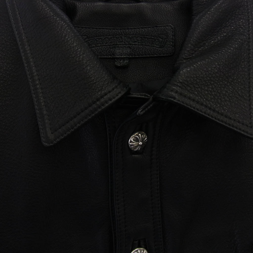 CHROME HEARTS クロムハーツ（原本無） CLASSIC JEAN LTHR 袖フローラルクロス クロスボール バックフレアニー クラシックジーン レザー ジャケット Size：XL ブラック系 XL【中古】