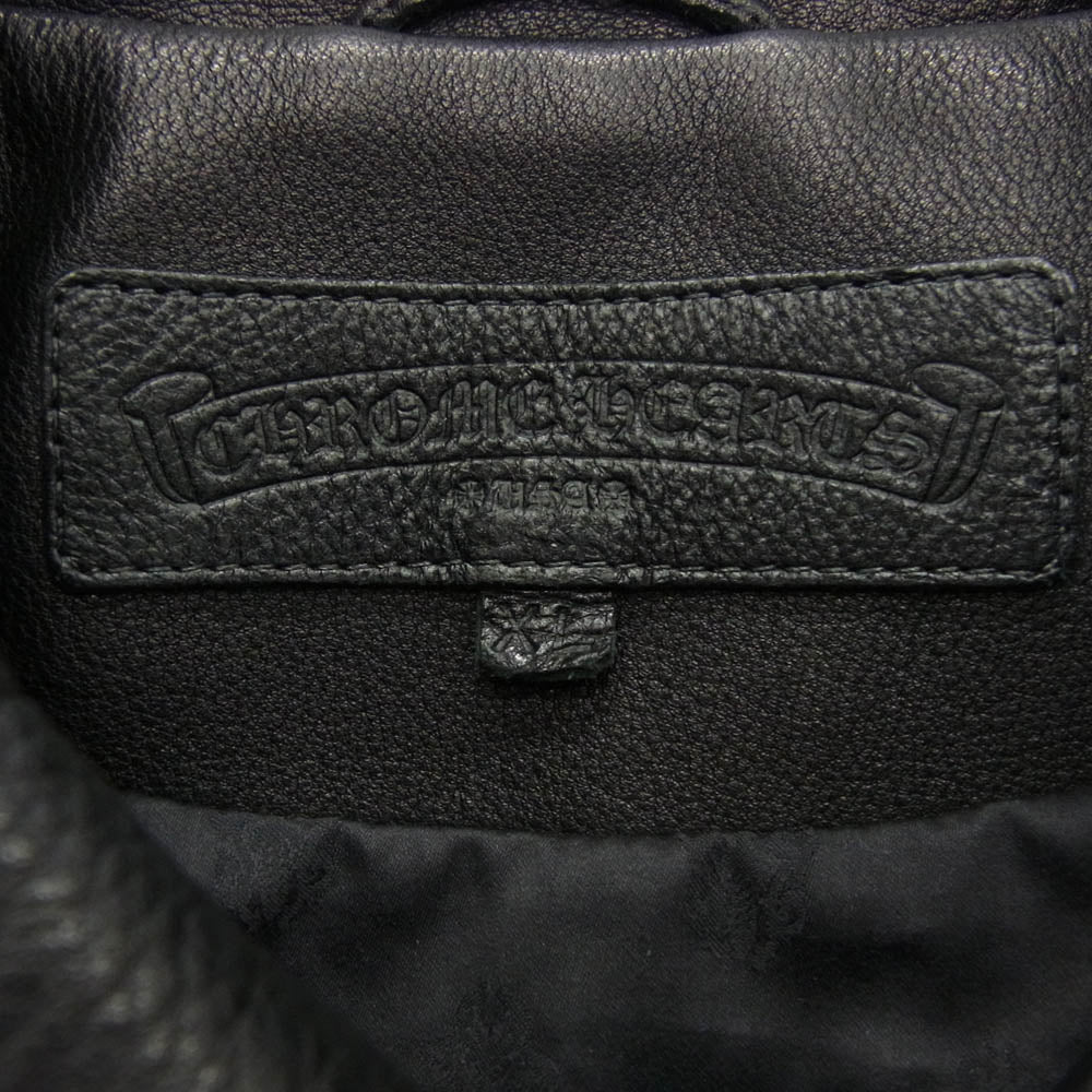 CHROME HEARTS クロムハーツ（原本無） CLASSIC JEAN LTHR 袖フローラルクロス クロスボール バックフレアニー クラシックジーン レザー ジャケット Size：XL ブラック系 XL【中古】