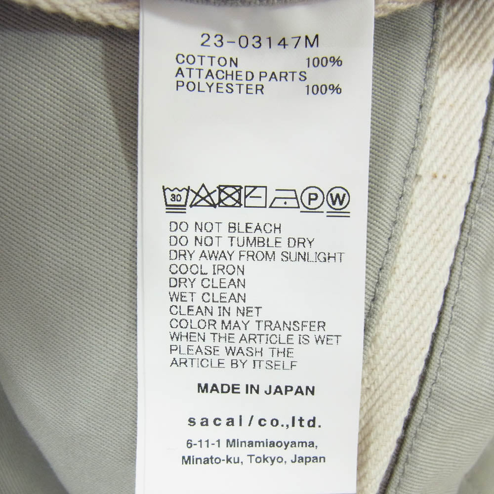 Sacai サカイ 23-03147M Cotton Chino Pants ドローストリング トラウザーズ パンツ グレー系 3【中古】