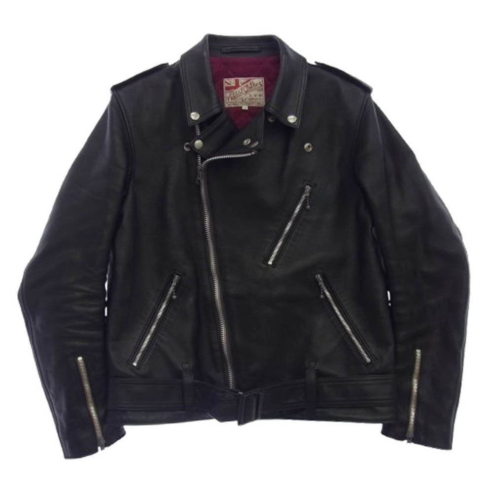 ADDICT CLOTHES アディクトクローズ AD-03 ホースハイド ダブル レザー ライダース ジャケット ブラック系 40【極上美品】【中古】