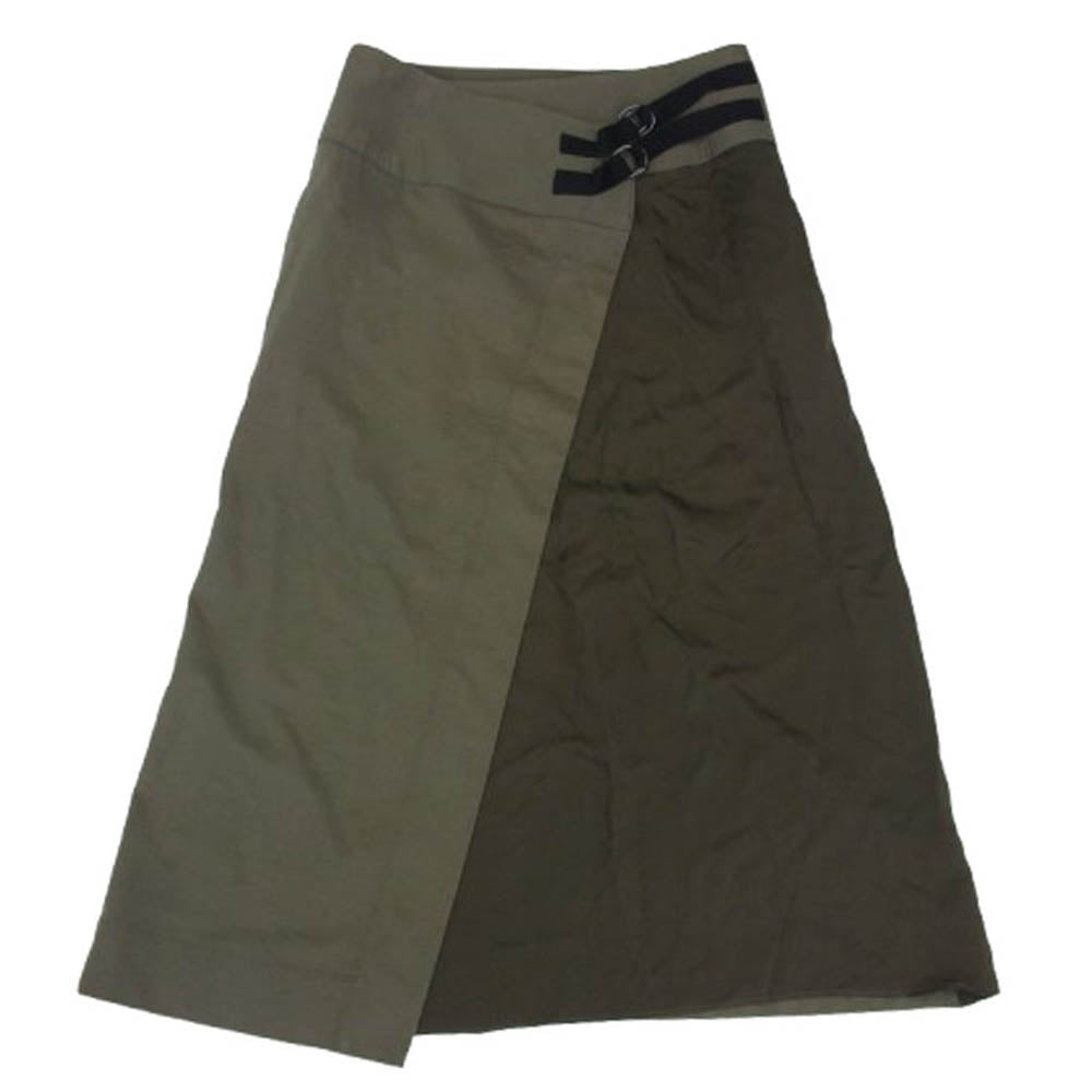 Y's Yohji Yamamoto ワイズ ヨウジヤマモト 20SS YT-K69-048 RISMAT by リスマットバイワイズ 異素材切替 サイドダブルリングベルト ラップスカート カーキ系 2【中古】