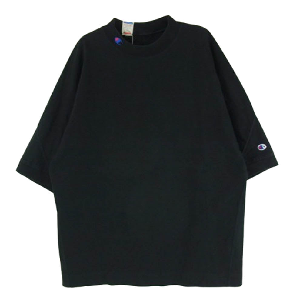 N.HOOLYWOOD エヌハリウッド C8-X355 × Champion チャンピオン CREWNECK T-SHIRT ロゴ刺繍 クルーネック Tシャツ 半袖カットソー ブラック系 M【中古】