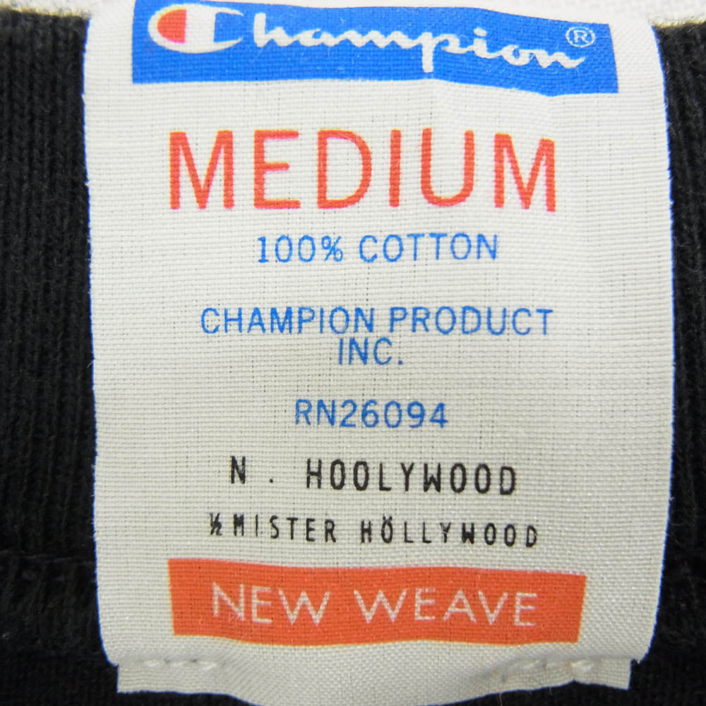 N.HOOLYWOOD エヌハリウッド C8-X355 × Champion チャンピオン CREWNECK T-SHIRT ロゴ刺繍 クルーネック Tシャツ 半袖カットソー ブラック系 M【中古】