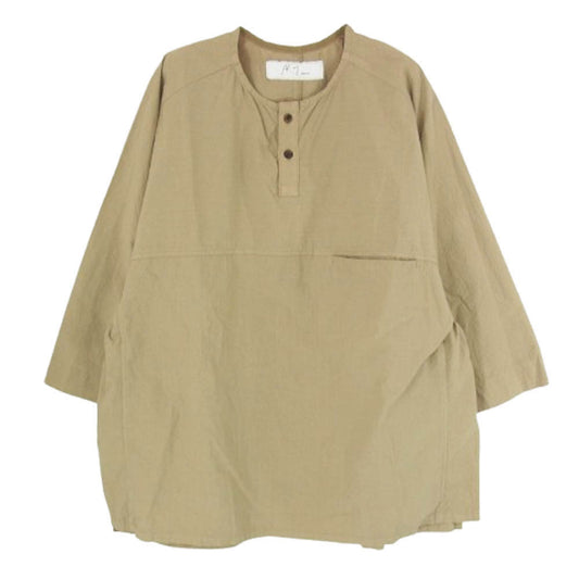ANCELLM アンセルム ANC-SH20 DYED SKIPPER SS SHIRT BEIGE ガーメントダイ 製品加工 半袖 スキッパー プルオーバ― シャツ ベージュ系 1【中古】