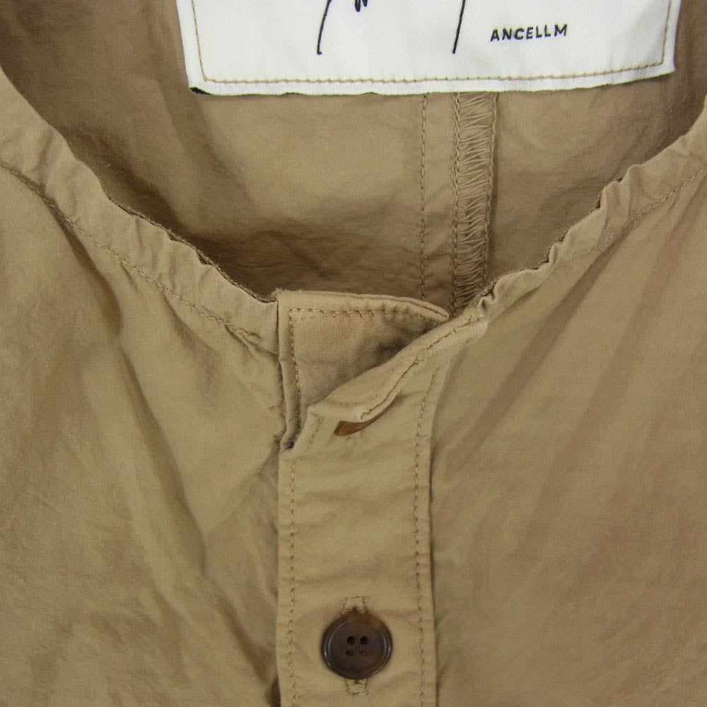 ANCELLM アンセルム ANC-SH20 DYED SKIPPER SS SHIRT BEIGE ガーメントダイ 製品加工 半袖 スキッパー プルオーバ― シャツ ベージュ系 1【中古】