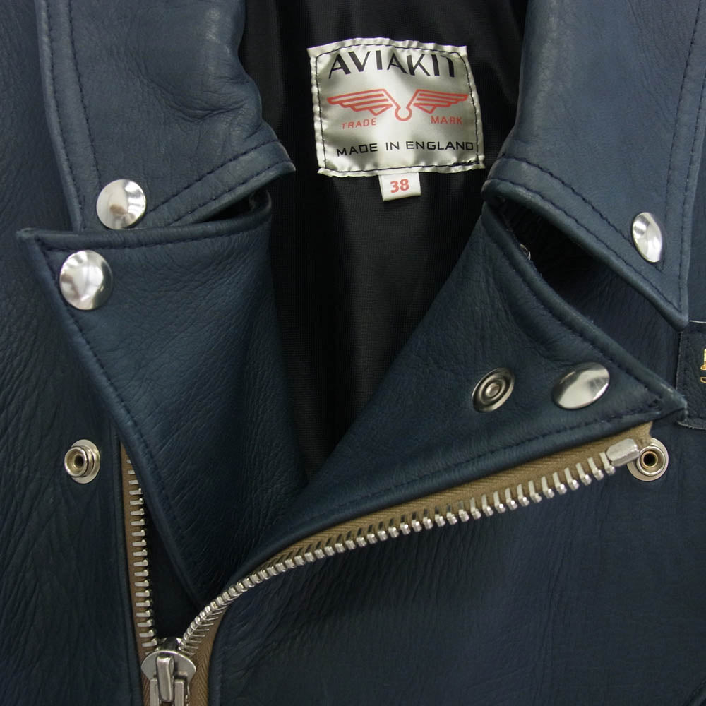 Lewis Leathers ルイスレザー × REAL McCOY'S リアルマッコイズ 441T CYCLONE サイクロン ディアスキン レザー ライダース ジャケット 青系 ハンガー付属 ブルー系 38【美品】【中古】