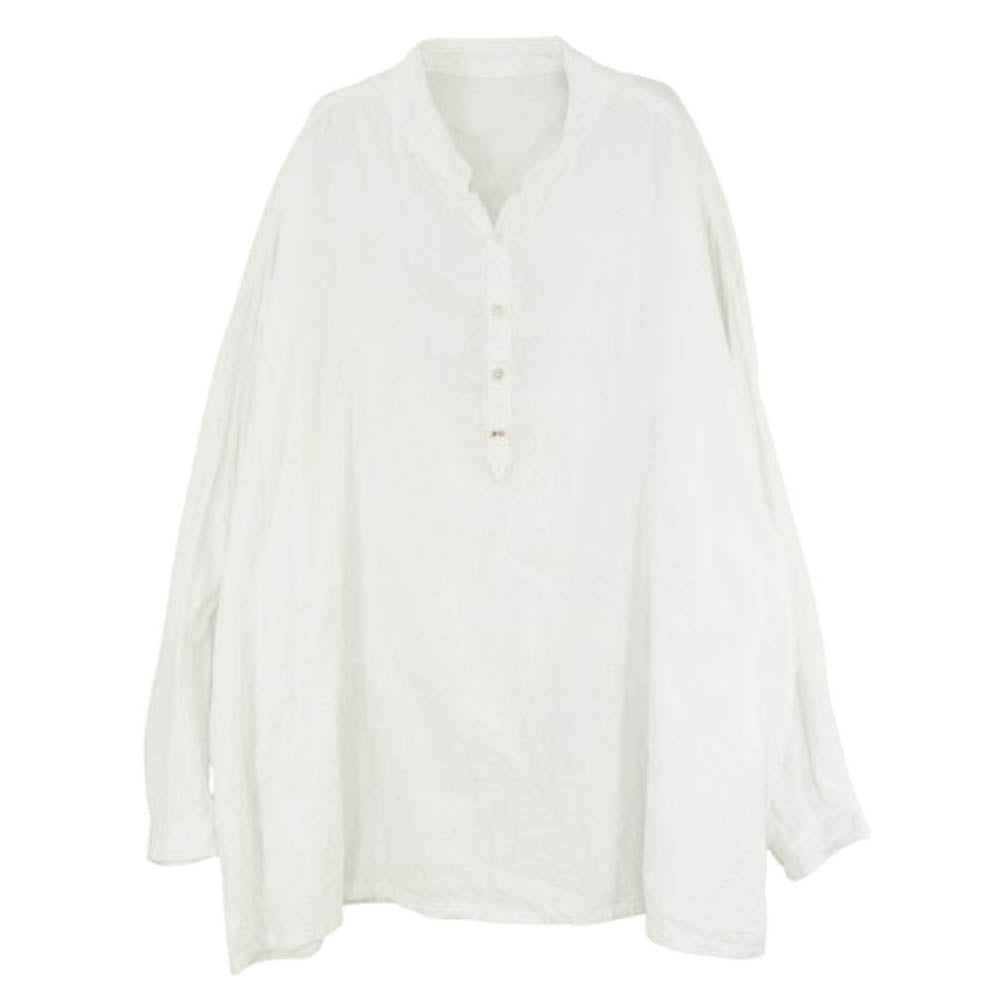 PORTER CLASSIC ポータークラシック GAUZE STAND COLLAR LONG SMOCK SHIRT コットンガーゼ プルオーバー 長袖 シャツ ロング スモック ホワイト系 M【中古】