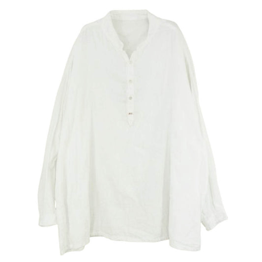 PORTER CLASSIC ポータークラシック GAUZE STAND COLLAR LONG SMOCK SHIRT コットンガーゼ プルオーバー 長袖 シャツ ロング スモック ホワイト系 M【中古】