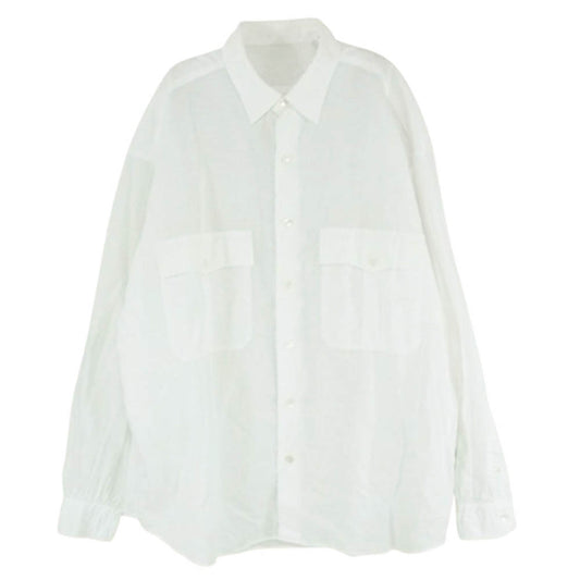 PORTER CLASSIC ポータークラシック ROLL UP SHIRT LINEN ロールアップ リネン コットン 長袖 シャツ ホワイト系 M【中古】
