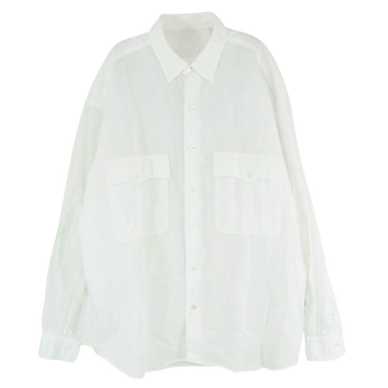 PORTER CLASSIC ポータークラシック ROLL UP SHIRT LINEN ロールアップ リネン コットン 長袖 シャツ ホワイト系 M【中古】
