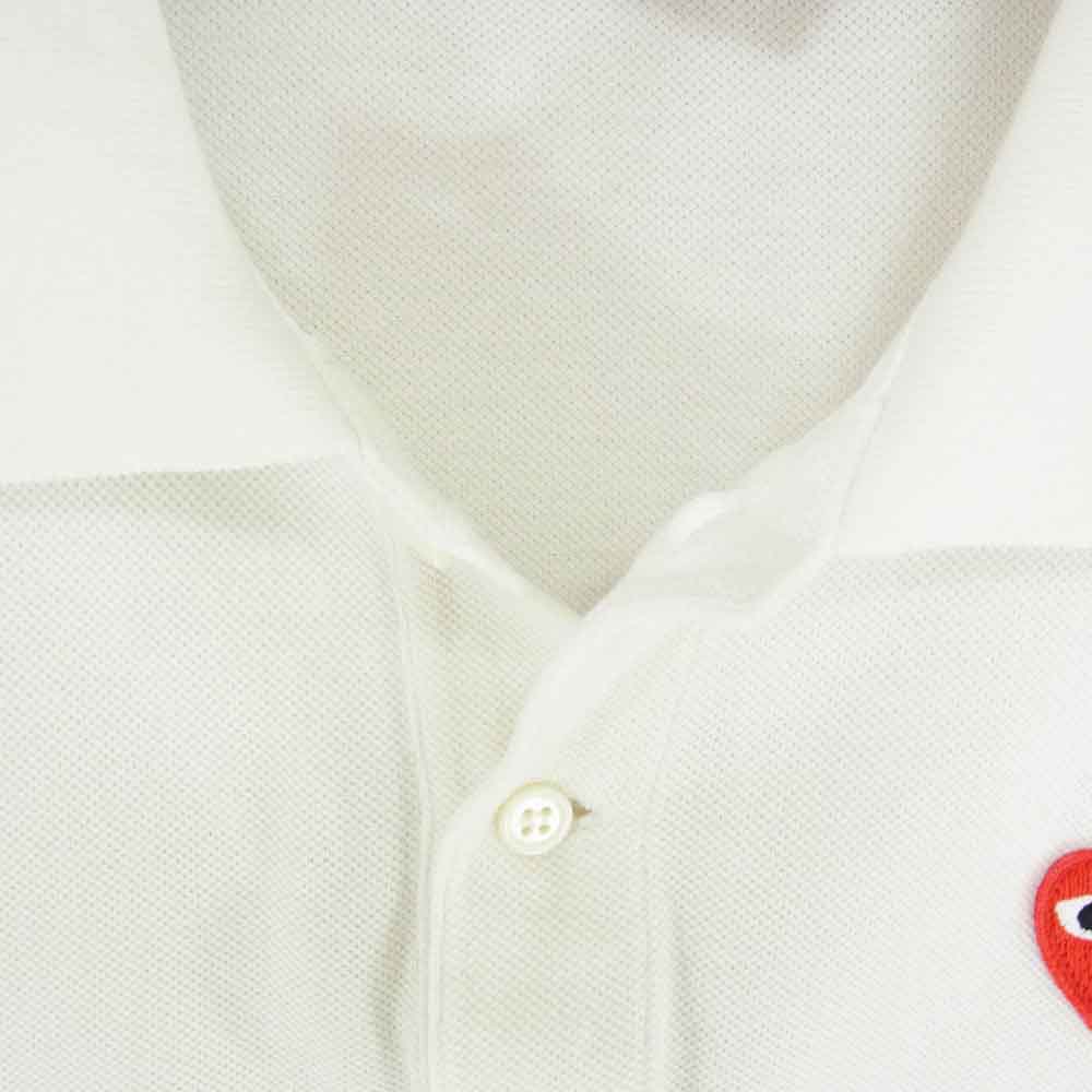 PLAY COMME des GARCONS プレイコムデギャルソン AZ-T006 ハートワッペン 鹿の子 半袖 ポロシャツ ホワイト系 L【中古】