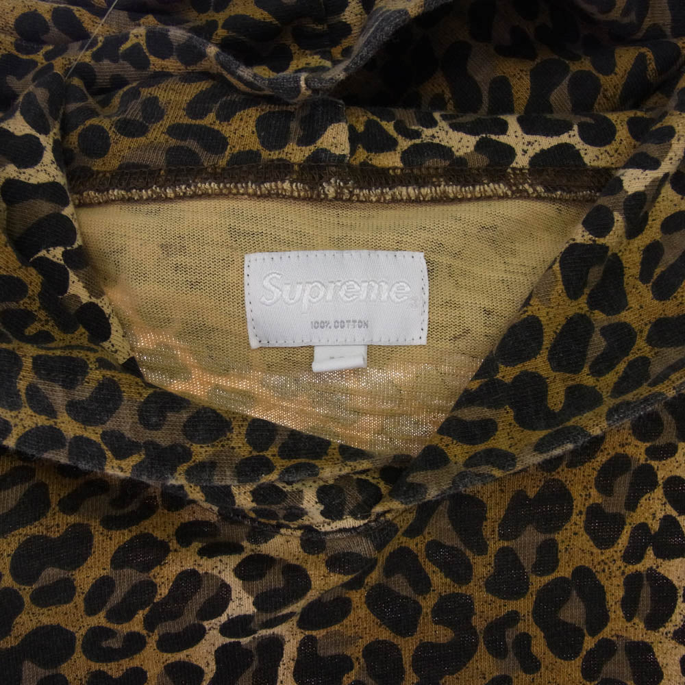 Supreme シュプリーム 白タグ オールド レオパード プルオーバー パーカー フーディー ブラウン系 ゴールド系 M【中古】
