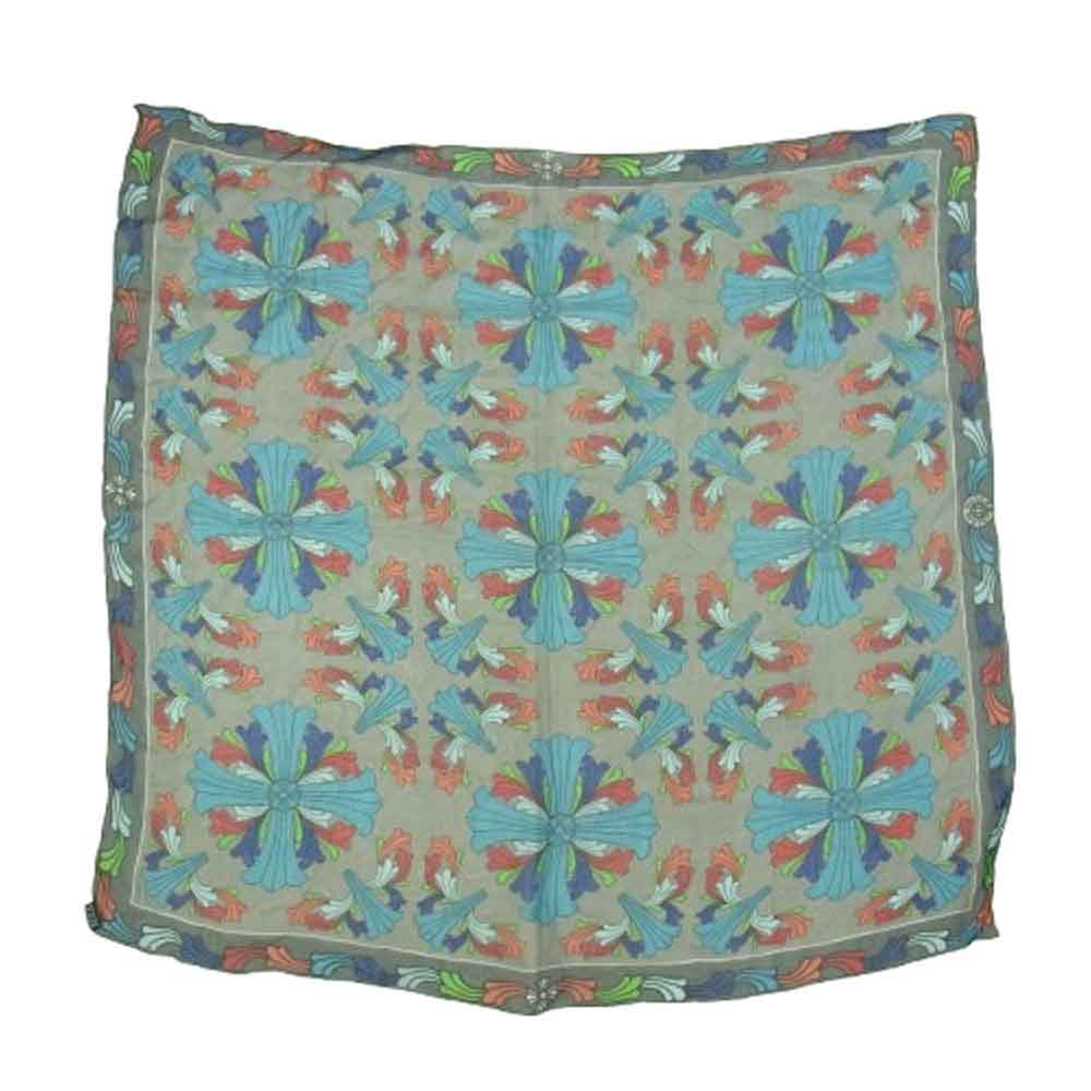 CHROME HEARTS クロムハーツ（原本無） MULTI FLRL CRS SCARF マルチフローラルクロス シルク スカーフ グレー系【中古】