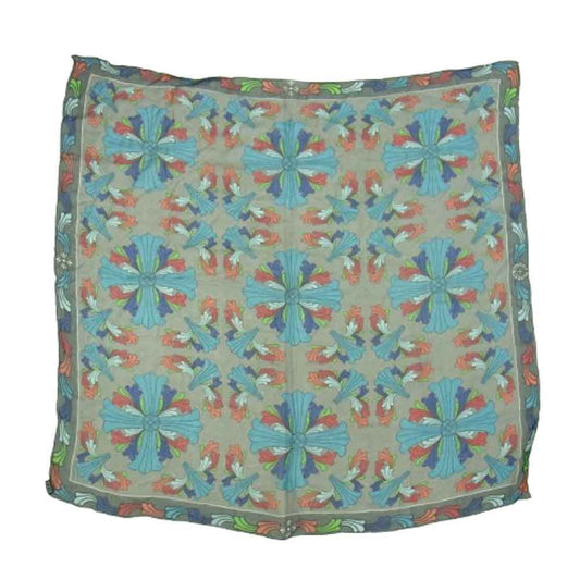 CHROME HEARTS クロムハーツ（原本無） MULTI FLRL CRS SCARF マルチフローラルクロス シルク スカーフ グレー系【中古】