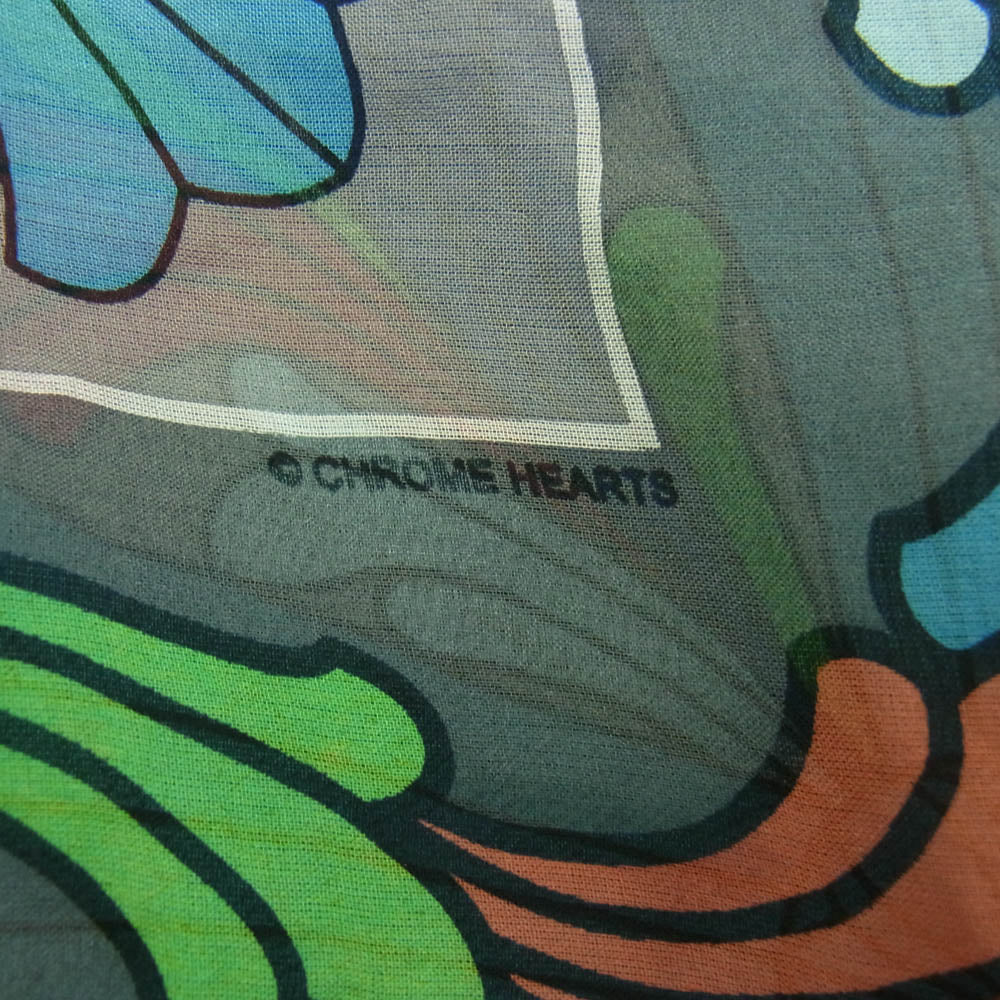 CHROME HEARTS クロムハーツ（原本無） MULTI FLRL CRS SCARF マルチフローラルクロス シルク スカーフ グレー系【中古】